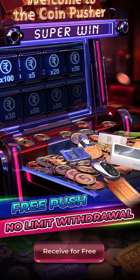 Coin pusher free-push promotion with coins and prizes