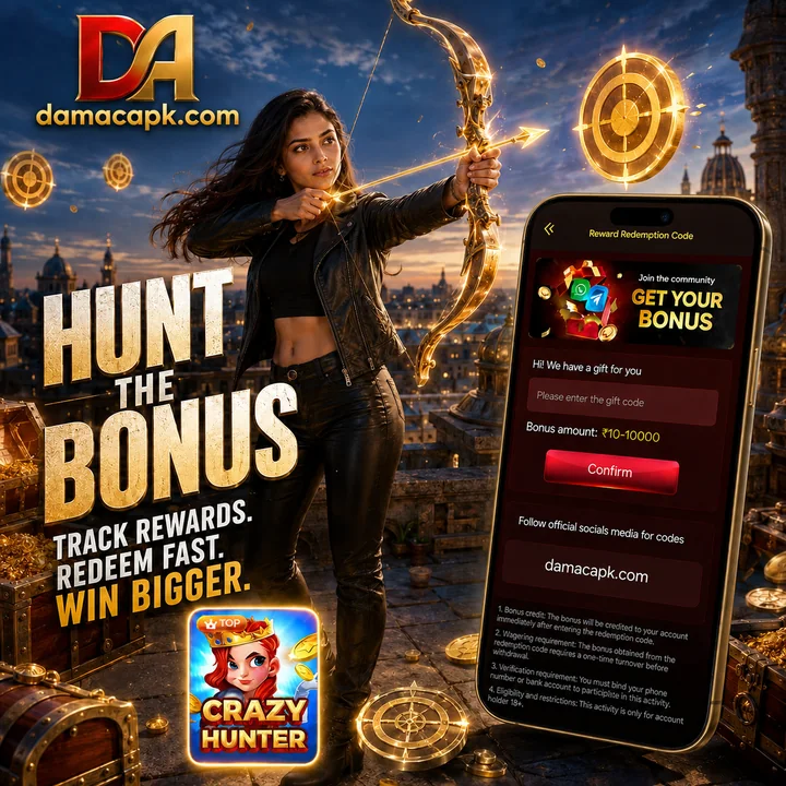 DAMAC Game Crazy Hunter promotional artwork with a game character
