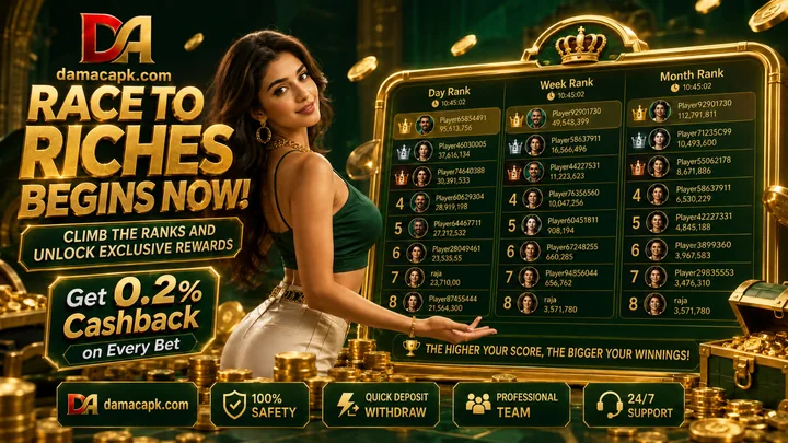 DAMAC Game leaderboard promotion showing ranked player rewards